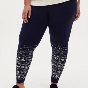 Torrid Leggings Sweater Knit Blue Skulls Fair Isle